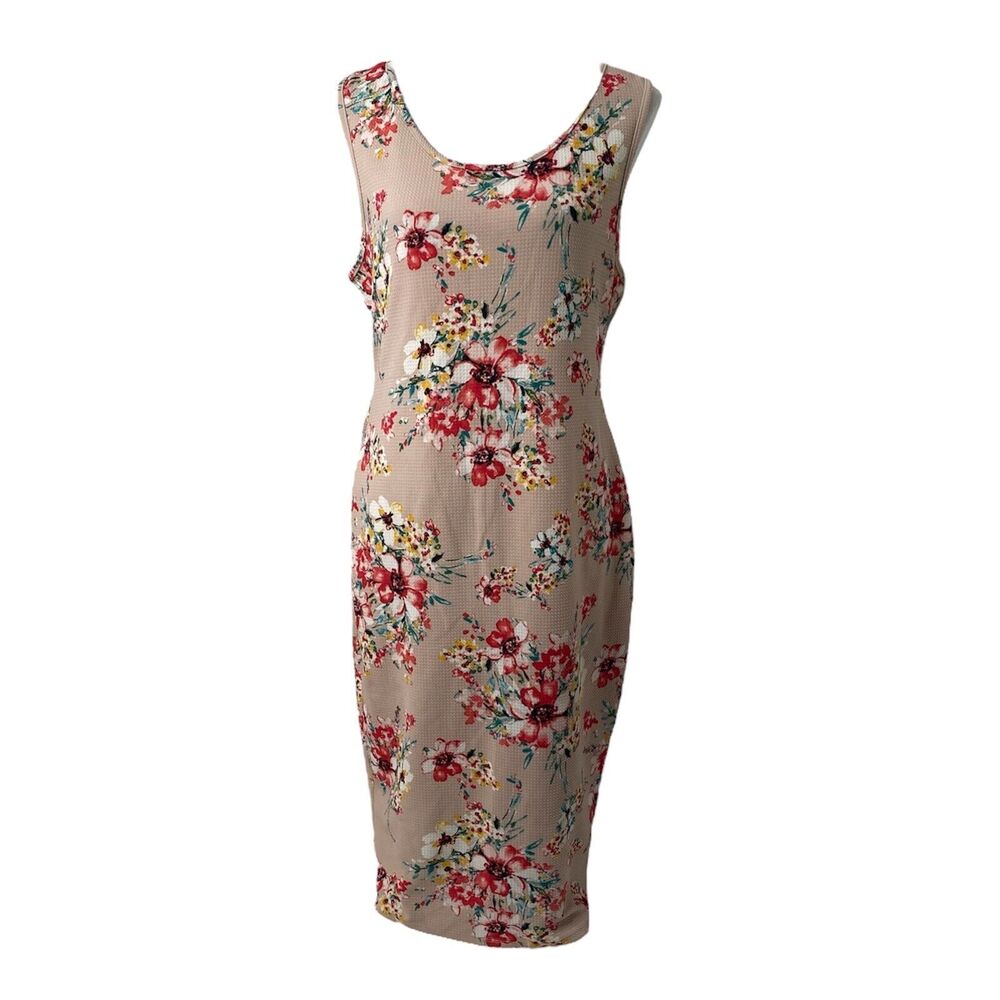 Womens Large Floral Maxi Dress Minette Pink Sleeveless Scoop Neck Lightweight